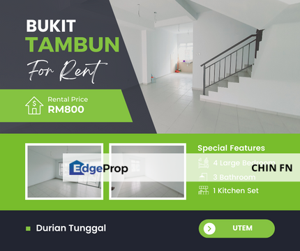 New Paint Clean UTeM Bukit Tambun Perdana 2 Sty Teres Ayer Keroh Melaka, Melaka, Durian Tunggal