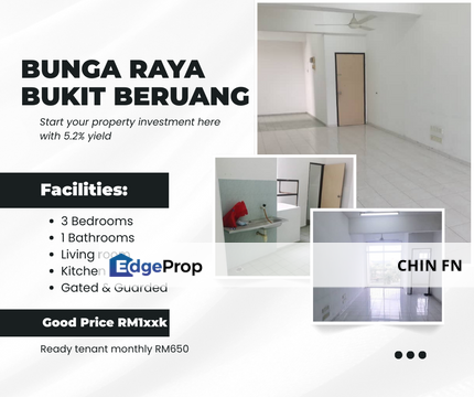 Lower Floor Ready Tenant RM650 Bunga Raya Bukit Beruang nr MMU Melaka, Melaka, Melaka Tengah