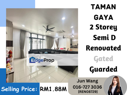 Taman Gaya, Storey Semi-D 38x90, Fully Renovated, Gated Guarded, Johor, Ulu Tiram