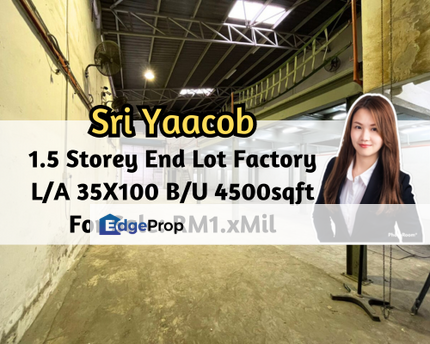 Sri Yaacob, 1.5 Storey Terrace Factory, End Lot 35x100, Jalan Satria, Johor, Skudai