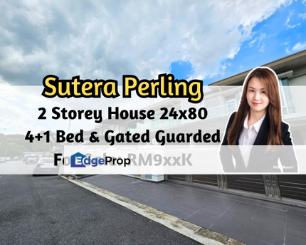 Taman Sutera, Perling, 2 Storey House 24x80, Gated Guarded, 4 plus 1, Johor, Johor Bahru