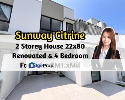 Sunway Citrine Lakehome, 2 Storey House 22x80, Renovated, 4 Bedroom, Johor, 