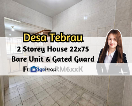 Desa Tebrau, 2 Storey House 22x75, Bare Unit, Gated Guarded, 4 Bedroom, Johor, Johor Bahru