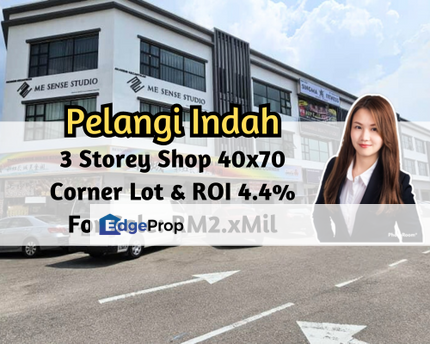 Taman Pelangi Indah, Johor Bahru, Johor, 3 Storey Shop, Corner Lot, ROI 4.4%, Tenanted, 40x70, Johor, Johor Bahru