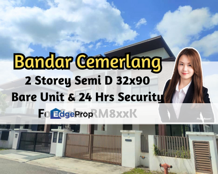 Bandar Cemerlang, Ulu Tiram, Johor, 2 Storey Semi-D 32x90, Bare Unit, 24 Hrs Security, Johor, Ulu Tiram