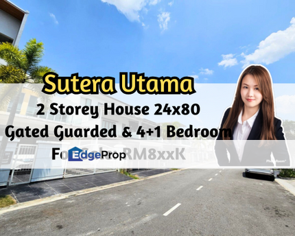 Taman Sutera Utama, Skudai, Johor, 2 Storey House with Roof Top Balcony 24x80, Gated Guarded, Johor, Skudai