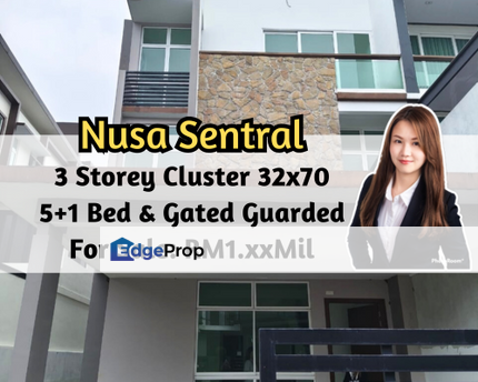 Taman Nusa Sentral, Iskandar Puteri (Nusajaya), Johor, 3 Storey Cluster 32x70, 5 plus 1 Bedroom, Gated Guarded, Johor, Nusajaya