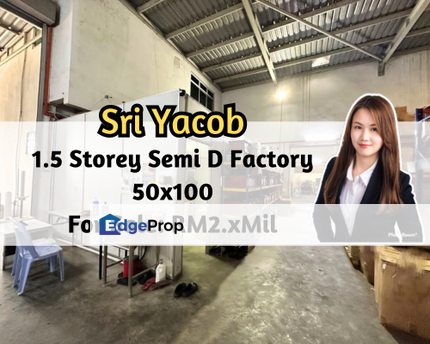 Tan Sri Yaacob, 1.5 Storey Semi D Factory 50x100, Intermediate Lot, Johor, Skudai