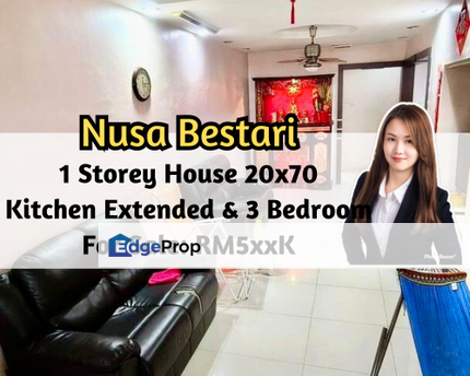 Taman Nusa Bestari 2, Skudai, Johor, 1 Storey House 20x70, Kitchen Extended, Good Condition, Johor, Skudai