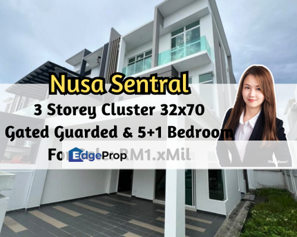 Taman Nusa Sentral, Iskandar Puteri (Nusajaya), Johor, 3 Storey Cluster 32x70, Gated Guarded, 5 plus 1 Bedroom, Johor, Nusajaya