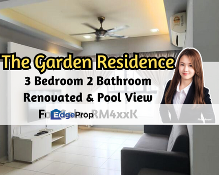 The Garden Residence, Skudai, Johor, 3 Bedroom 2 Bathroom, Renovated, Pool View, Johor, Skudai