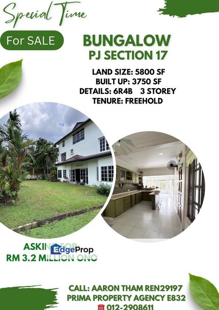 Section 17 Freehold Bungalow , Selangor, Petaling Jaya