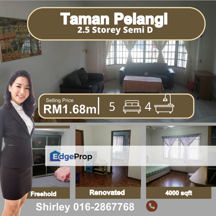 Taman Pelangi 2.5 Storey Semi D, Johor, Johor Bahru