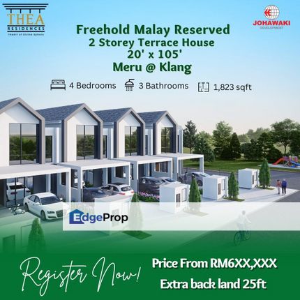 [RIZAB MELAYU] Freehold 20'‎x105' Huge Double Storey @ MERU Klang, Selangor, Klang