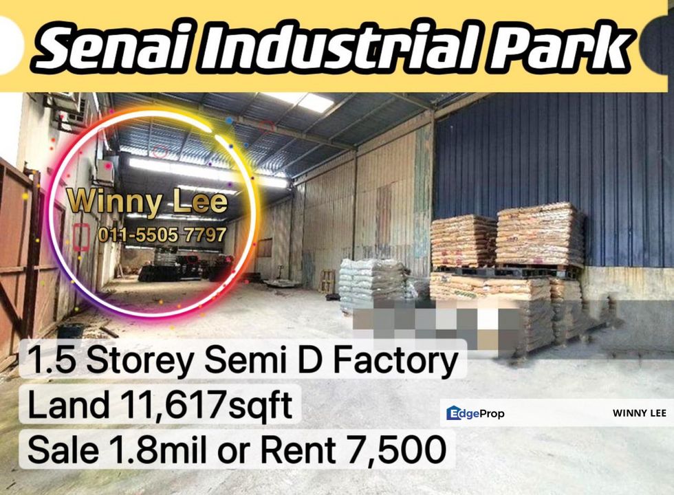 Senai Industrial Park 1.5 Storey Semi D Factory for Sale @RM1,800,000 ...