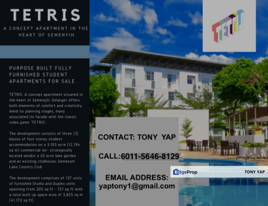 TETRIS 137 Apartment @TAMAN TASIK SEMENYIH for Sale @RM23,000,000 By TONY  YAP 