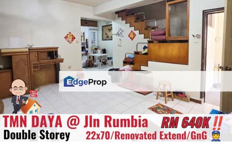 Taman Daya / Jalan Rumbia / Double Storey Terrace , Johor, Johor Bahru
