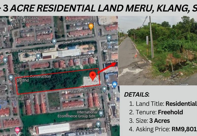 Residential Potential Development Land Meru, Klang For Sale