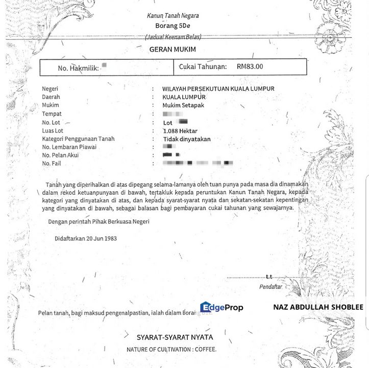 Residential Potential Development Land Sentul Pasar, Kuala Lumpur For Sale, Kuala Lumpur, Sentul