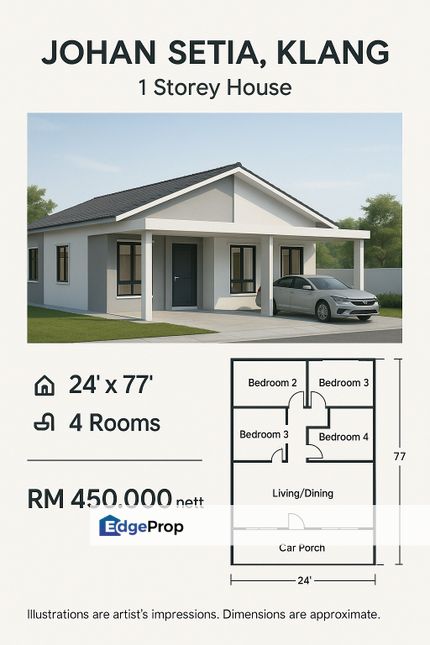 Johan Setia Klang 1 Storey House 24x77 Bumi Lot New House, Selangor, Klang