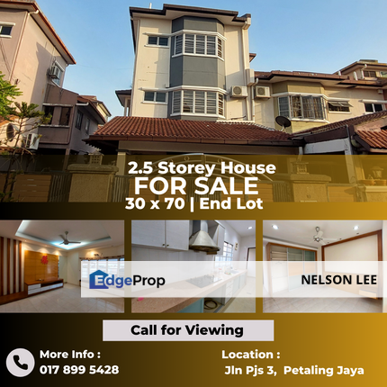 Endlot 2.5 Storey Terrace with Extra 10ft land, Jln Pjs 3 Petaling Jaya, Selangor, Petaling Jaya