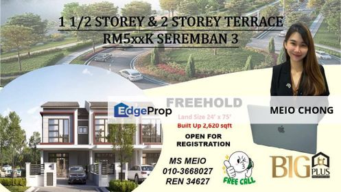 24x75 New 2 Storey Terrace For Sale @ Seremban 3, Negeri Sembilan, Seremban