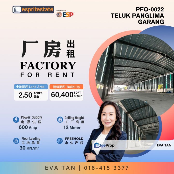Detached Factory with Office Floor at Teluk Panglima Garang, Selangor, Klang