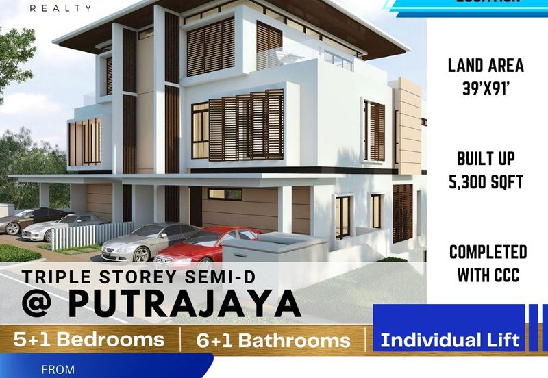 [PRESTIGE LOCATION + INDIVIDUAL LIFT] 3 Storey Semi-D 39'x91' @ Putrajaya