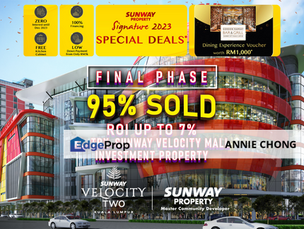 Final Phase: 95% SOLD! KL/TRX/Sunway Velocity Mall Investment Property with ROI Up to 7%. Sunway Velocity Two, Cheras, Kuala Lumpur, Kuala Lumpur, Cheras