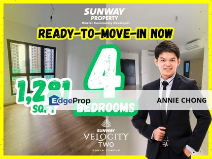 Ready-to-Move-In NOW! 4 BEDROOMS 1,281 sqft. Brand NEW VP Unit @ Sunway Velocity TWO, Cheras, Kuala Lumpur, Kuala Lumpur, Cheras