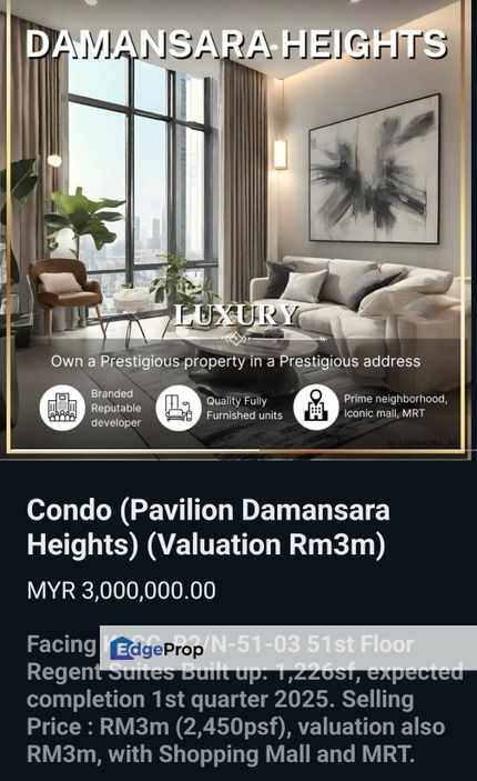 Pavilion Damansara Heights condominium for sale, Kuala Lumpur, Damansara Heights