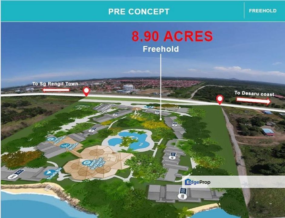Freehold 9 Acres Facing Beach Commercial Land Desaru Johor, Johor, Kota Tinggi
