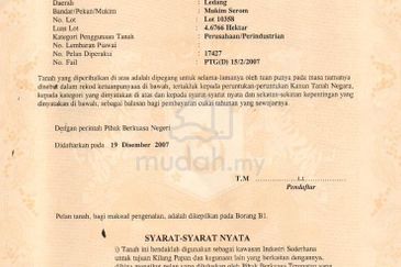 Face main road Industrial Land Jalan Muar-Tangkak