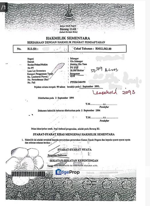 51 Acres Converted Residential Land Ulu Yam Batang Kali , Selangor, Batang Kali