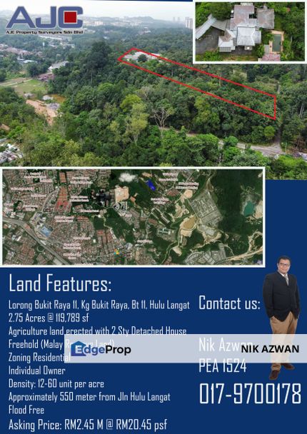 Tanah Pertanian 2.75 Ekar, Banglo 2 Tingkat dan Kolam Renang, Bukit Raya, Batu 11, Hulu Langat, Selangor, Hulu Langat