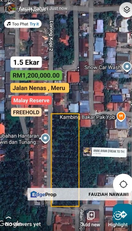 [FREEHOLD] Agricultural Land Jalan Nenas Meru Klang For Sale, Selangor, Klang