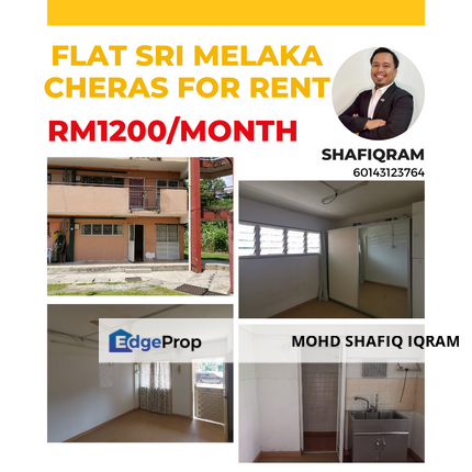 Flat Sri Melaka ground unit end lot for rent., Kuala Lumpur, Cheras