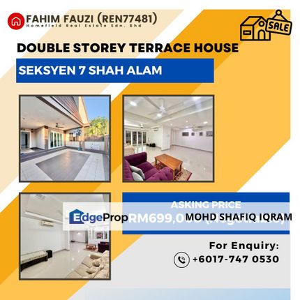 [RENOVATED] DOUBLE STOREY TERRACE HOUSE SEKSYEN 7 SHAH ALAM, Selangor, Shah Alam