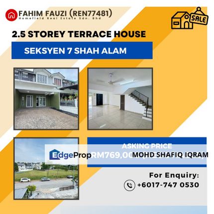 2.5 Storey Seksyen 7 Shah Alam Near LRT Station, Selangor, Shah Alam