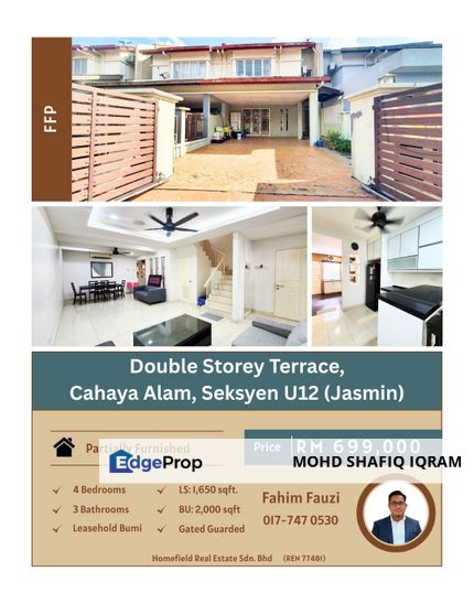 [Termurah] Double Storey Cahaya Alam Seksyen U12, Shah Alam, Selangor, Shah Alam