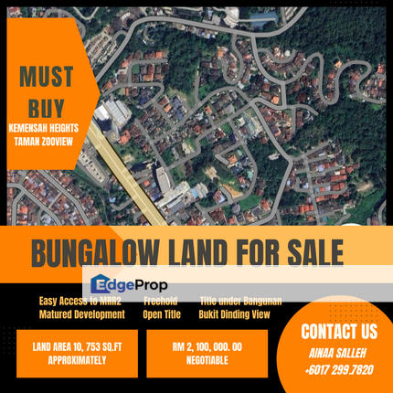 Bungalow Land at  Taman Zooview Off Jalan Kasawari, Selangor, Ulu Kelang