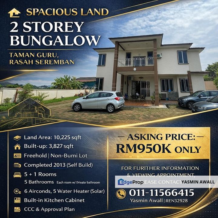 SPACIOUS LAND 2 Storey Bungalow Taman Guru Rasah Seremban, Negeri Sembilan, Seremban