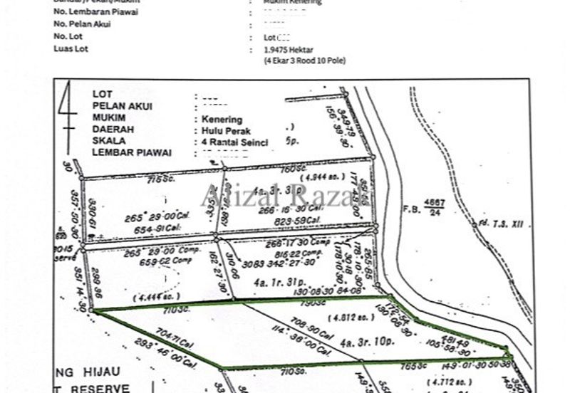 Sungai Kenering Perak - Tanah Pertanian untuk dijual [Tepi Sungai, 4.8 ekar]
