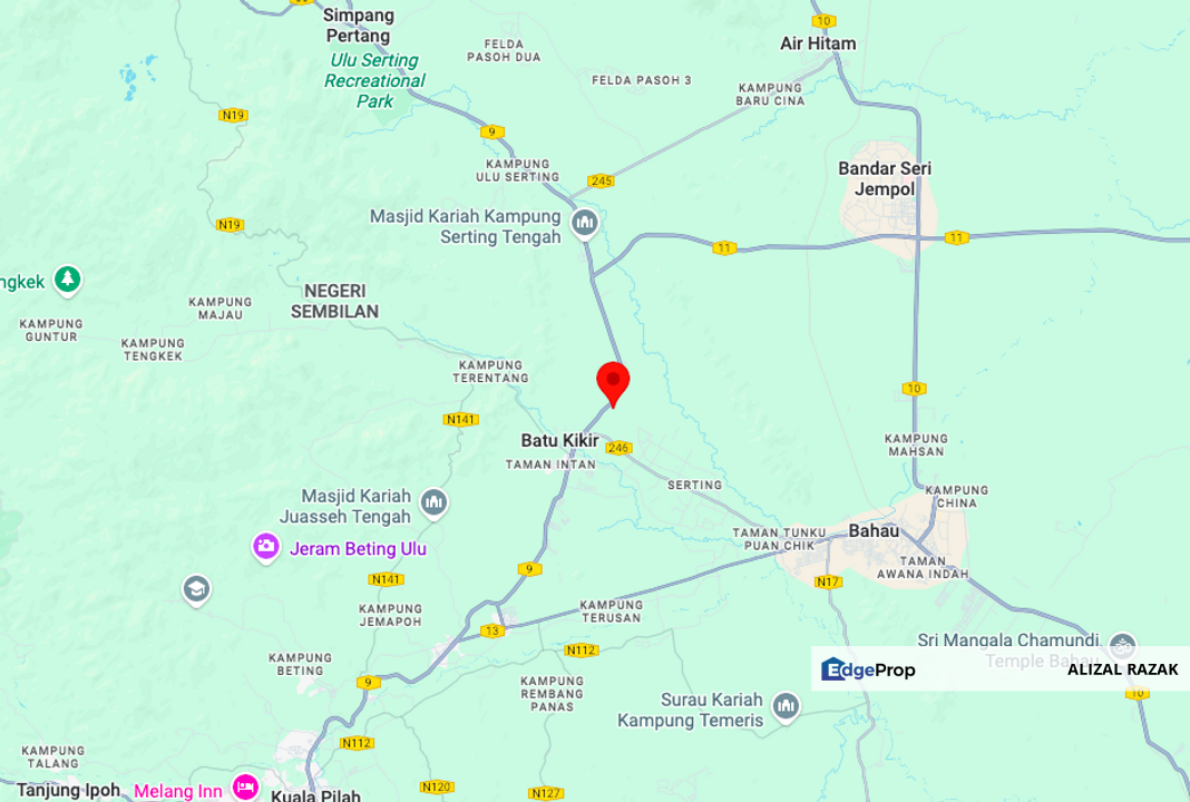 Tanah 6 ekar TEPI JALAN untuk dijual @ Serting Ulu, Jempol, Negeri Sembilan - keliling tanah zoning industri dan perumahan, Negeri Sembilan, Jempol