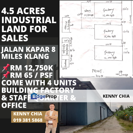 4.5 Acres Industrial Land 8 Miles Kapar Meru Klang, Selangor, Klang