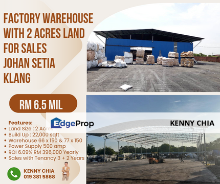 2 units Warehouse w 2 Acres Land Johan Setia Klang, Selangor, Klang