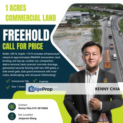 1 Acres Commercial Land Freehold Main Road Jenjarom Klang, Selangor, Jenjarom