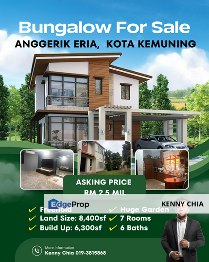Bungalow Double Storey Freehold Anggerik Eria Kota Kemuning, Selangor, Kota Kemuning