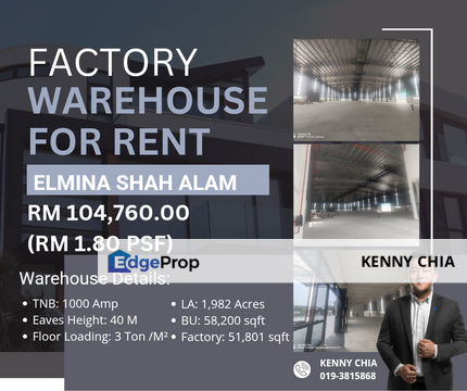 New Factory Warehouse with CCC Elmina Shah Alam, Selangor, Sungai Buloh