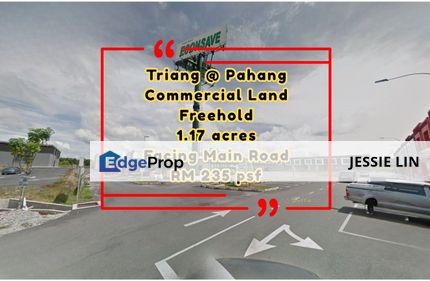 Mukim Triang Commercial Land For Sale Termeloh Freehold Next To Main Road, Pahang, Triang